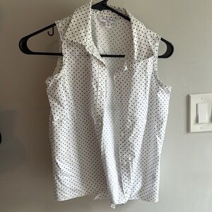 𝅺Brooks Brothers girls button up polka dot sleeveless blouse size 12